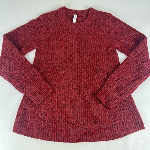 Athleta XS Sierra Wool Blend Crew Chunky Knit Sweater Candy Red Marl - Picture 4 of 10